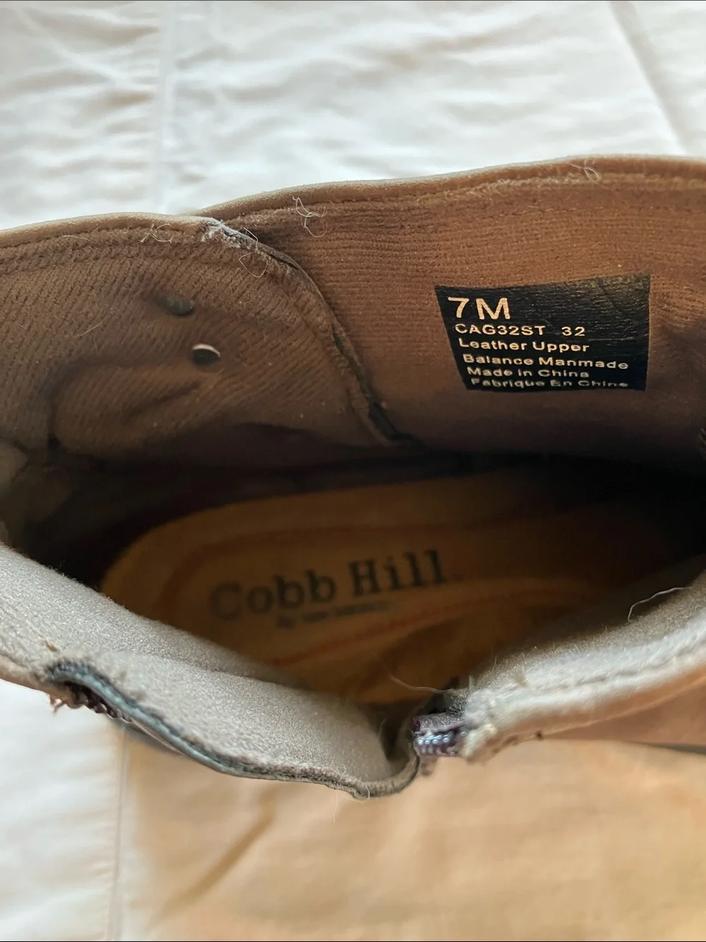 Cobb Hill Taupe Ruched Ankle Boots with Decorative Buttons size 7